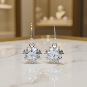 Pendientes de Cristal con Forma de Estrella en Oro Blanco Goe Lune, con Engaste de Garras, para Uso Diario, Estilo Clásico para Mujer - Product Image 2