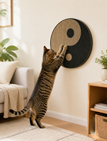 Grattoir à chat rond à motif Taiji, à fixer au mur et à poser au sol, en papier ondulé écologique, impression couleur personnalisée