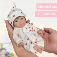 Poupée Bébé en Silicone 8 Pouces Réaliste Reborn Jouet Doux Éducatif pour Filles Peut Ouvrir la Bouche Cheveux Implantés à la Main Ensemble d'Accessoires