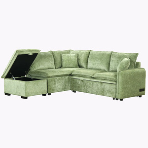 Sofá europeo para sala de estar, sofá de lujo convertible, sofá cama extraíble con almacenamiento Otomano - Product Image 3