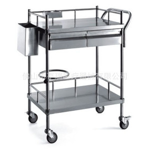 Chariot médical Henry en acier inoxydable, 2 tiroirs, 4 roulettes, mobilier hospitalier, chariot de soins aux patients durable - Product Image 1