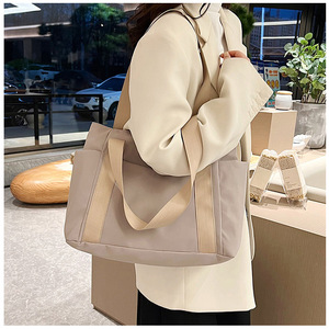Custom Logo Women <b>Canvas</b> Fashion Tote <b>Bags</b> <b>Large</b> Capacity Shopping <b>Bag</b> with Zipper Closure - Product Image 5