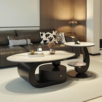 Table basse créative de style crème, ovale, pour salon, petite unité domestique, style italien minimaliste avec rangement