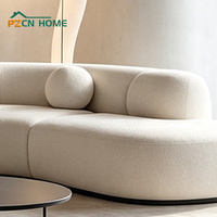 Canapé modulaire sectionnel PZCN 7 places en tissu chenille nordique, ensemble de canapés modernes incurvés effet nuage bouclé pour projet de hall d'hôtel