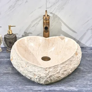 石头浴室台面盆心形状浴室面盆