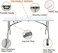 Table de restaurant carrée rustique moderne pique-nique BBQ fête table pliable en plastique extérieure