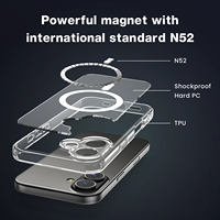 Vente en gros étui magnétique transparent pour iPhone 16 Pro 15 14 Pro Max Anti-choc Crystal TPU PC Fine-Hole Mobile Phone Cases