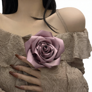 Hot Sale Oversized Rose Bloemen Broche Haarspeld Pure Kleur Zijde Grote Bloemvormige Corsage Haargrepen Voor Bruiloftsfeest Vrouw Custom - Product Image 1