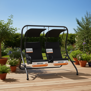 Patio <b>Swing</b> <b>Chair</b> <b>2</b> <b>Seater</b> Outdoor Fabric Contemporary Design - Product Image 2