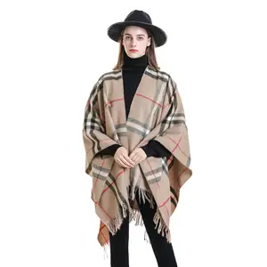 Luxury Ethnic Bohemian Geometric Shape Plus Size Cashmere Split Shawl Cloak Infinity Scarf Designer Scarf Women