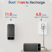 Batterie externe avec prise secteur 20000mAh, intégration Type C, écran LED, charge rapide PD20W, portable, pour voyage, vente en gros