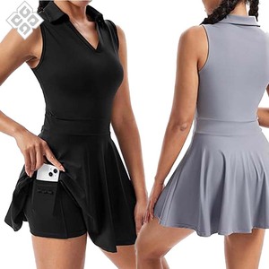 Polo Cổ Áo Halter Cổ Dress Với Có Thể Tháo Rời Ngực Pad Quần Vợt Cầu Lông Váy Váy Thể Thao Ngoài Trời Yoga Mặc - Product Image 1
