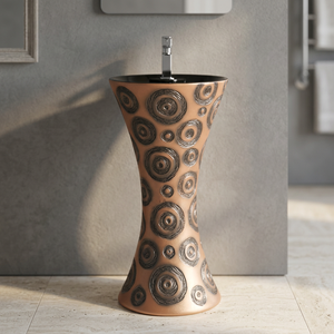 Lavabo sur pied moderne pour la maison et l'hôtel, en céramique noire et blanche, articles sanitaires - Product Image 6