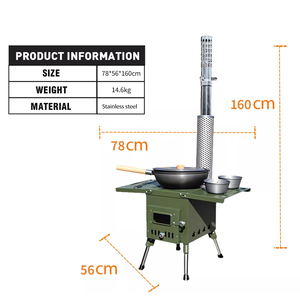 Estufa de Leña Portátil para <span class=keywords><strong>Camping</strong></span>, de Acero Inoxidable, sin Humo, con Cinco Quemadores, de un Solo Quemador - Product Image 2