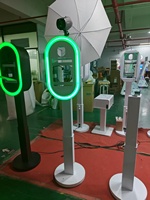 Photomaton iPad tendance en métal avec anneau lumineux RGB, panneau iPad personnalisé et étagère pour imprimante, emballage en flight case