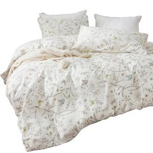 Juego de Funda Nórdica Wotcsil de 135/150 cm, Verde Beige, Diseño Floral, Jardín Botánico, Microfibra, 3 Piezas, Incluye Fundas - Product Image 1