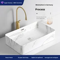 Lavabo en céramique de conception moderne bassin d'art de couleur de marbre pour le projet de salle de bains d'hôtel bassin de partie supérieure du comptoir pour l'aspect de luxe