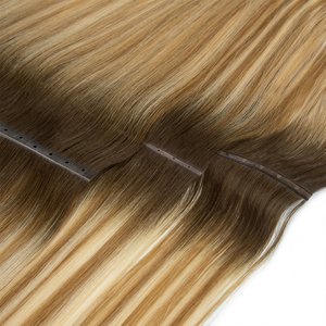 Stock russe Invisible trame extensions de cheveux humains avec trous double onglet Double dessiné cheveux vierges XO peau trou trame extensions - Product Image 3
