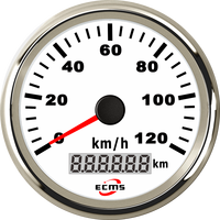 Velocímetro GPS Automático ECMS PMG3-WW-120KL con Carátula Blanca y Bisel Blanco de 85 mm, 0-120 km/h, para Barcos/Yates, Resistente al Agua IP67, 9-32 V