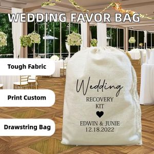 <b>Personalized</b> Silk Screen Printed Cotton Drawstring <b>Gift</b> <b>Bag</b> Custom Logo for Wedding Party Survival Kit Guest Hangover Packaging - Product Image 2