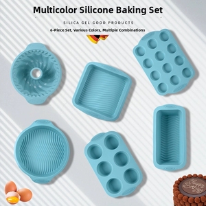 Ensemble de 6 moules à gâteau en silicone multicolores, ustensiles de cuisson, moule à gâteau, moule en silicone, <span class=keywords><strong>plaque</strong></span> à toast pour la <span class=keywords><strong>pâtisserie</strong></span> à domicile - Product Image 1