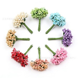Bouquet de fleurs artificielles, couleurs mélangées, en plastique, décoration de mariage avec feuilles - Product Image 3
