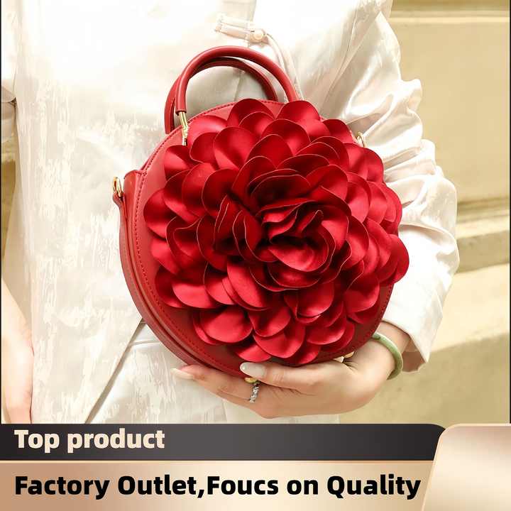 Quality ladies bag round and solid flower handbag textures women's handbag luxury crossbody girl's bag top selling shoulder bag