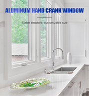 Fenêtre à manivelle en aluminium pour cuisine, salle de bain, toilettes, buanderie, salle à manger, bureau, garde-manger, couloir, salle de lavage, suite familiale