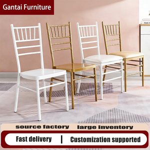 Sedia Chiavari Dorata per Eventi, Sedia Tiffany in Acciaio per Esterni, Mobili in Metallo per Hotel, Sedia da Matrimonio all'Ingrosso <span class=keywords><strong>con</strong></span> Cuscini - Product Image 5