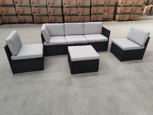 Meubles <span class=keywords><strong>de</strong></span> <span class=keywords><strong>salon</strong></span> en rotin et osier, ensemble <span class=keywords><strong>de</strong></span> canapés <span class=keywords><strong>de</strong></span> <span class=keywords><strong>jardin</strong></span>, chaises d'angle, 4 pièces KD mobilier d'extérieur moderne en métal - Product Image 3