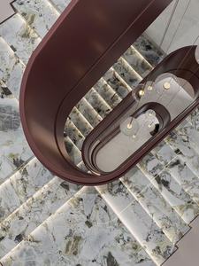 Carreaux d'escalier en spirale en marbre vert veiné pour l'immobilier haut <span class=keywords><strong>de</strong></span> gamme - Product Image 6