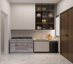 Juego de Muebles de Cocina de Estilo Nórdico Moderno y Sencillo, Diseño sin Tiradores de Madera para Apartamentos - Product Image 1