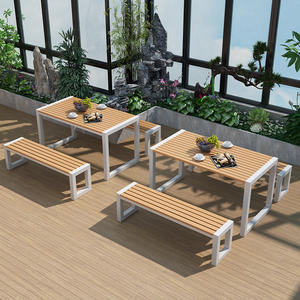 Table de terrasse extérieure personnalisable pour restaurant, table de jardin décontractée et bancs, table et chaises de restaurant en métal - Product Image 4