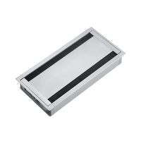 Caja organizadora de cables cuadrada de aleación de aluminio para escritorio de oficina con cepillo