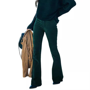 <span class=keywords><strong>Pantalon</strong></span> décontracté en <span class=keywords><strong>velours</strong></span> côtelé à taille haute, coupe régulière, couleur unie, vintage, pour femmes, printemps-été 2024 - Product Image 3