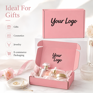 กล่องไปรษณีย์พับได้สีชมพูด้าน พิมพ์ลายตามสั่ง ขายส่งจากโรงงาน หลายขนาด กล่องกระดาษลูกฟูกสำหรับจัดส่ง รีไซเคิลได้ พิมพ์โลโก้ตามสั่ง - Product Image 5