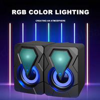 Altavoces para Juegos LeerFei X2 con Cable USB, RGB LED, Subwoofer, Crossover Bidireccional, Potencia de Salida de 6W, Radio FM, para Escritorio y Juegos Móviles