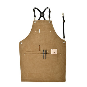 Niu Wei Li BC1034 Delantal de lona lavable y resistente al desgaste sin mangas con estampado floral y correas para los hombros para barbero y cafetero - Product Image 1