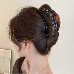 Pince à cheveux grande taille unie simple, forme arche évidée, pince requin de luxe pour queue de cheval, accessoires capillaires quotidiens pour femmes et jeunes filles - Product Image 3