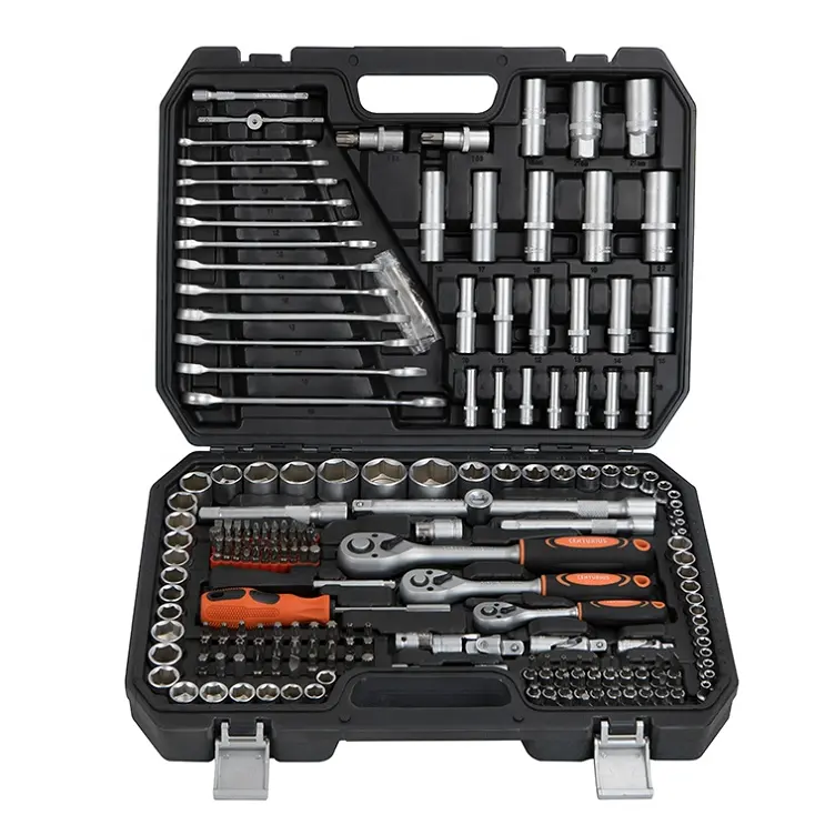 KAFUWELL 215pcs Car Repair Tool Set Ratchet Wrench Auto Repair Mechanic Sleeve Kit Toolbox Combination Socket Wrench Kit