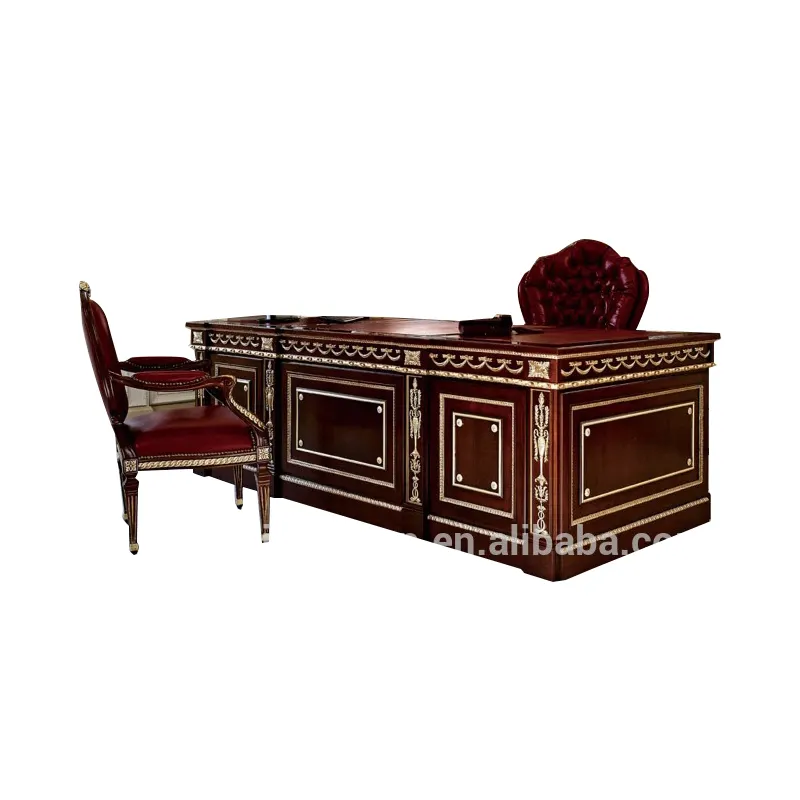 ART1912-Luxus Wohn möbel Arbeits zimmer Schreibtisch und Bücherregal Antik Mahagoni Home Office Massivholz