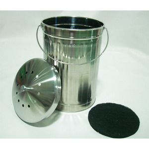 Seau à compost pour la cuisine sur mesure <span class=keywords><strong>Poubelle</strong></span> ronde pour légumes grise avec poignée <span class=keywords><strong>Poubelle</strong></span> à compost pour la maison - Product Image 2