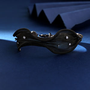 Bracelet en argent sterling 925 noir rhodié avec zircon, maille en dentelle, style chrétien, bijoux de mode, cadeaux promotionnels - Product Image 5