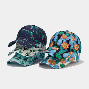 Topi Bisbol Uniseks 6 Panel yang Dapat Disesuaikan, Topi Matahari Musim Semi Musim Panas, Pola Kaktus Tropis, Topi Cetak Penuh, Topi Bunga Tropis - Product Image 3