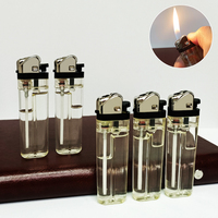 Briquet à roue à silex jetable de haute qualité en gros, prix abordable, briquet à cigarettes durable en plastique transparent à gaz butane