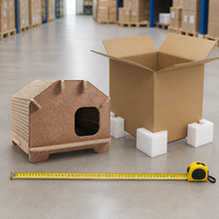 Casa para Gatos de Corcho sin Herramientas, con Paneles de Esquinas Redondeadas y Techo Corrugado, Casa para Gatos de Ensamblaje Rápido sin Clavos, 430 x 410 x 390 mm