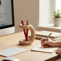 Porte-stylos et organiseur en travertin beige
