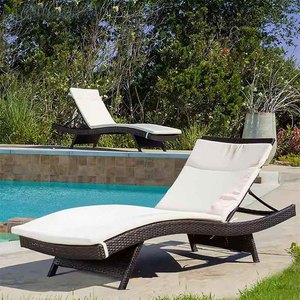 <span class=keywords><strong>Chaise</strong></span> <span class=keywords><strong>longue</strong></span> pliante moderne en rotin pour l'extérieur, avec <span class=keywords><strong>coussin</strong></span>, pour <span class=keywords><strong>piscine</strong></span>, plage, cour et jardins - Style teck - Product Image 1