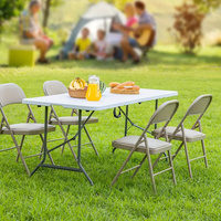 Table pliante en plastique HDPE durable de haute qualité, chaises d'extérieur portables, design moderne, ensembles de salle à manger pour hôtel, parc