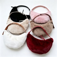 Sac à bandoulière en fausse fourrure douce de qualité supérieure pour femme, sac hobo croissant, sac à main moelleux et pelucheux pour tous les jours, sac à main écologique en fausse fourrure